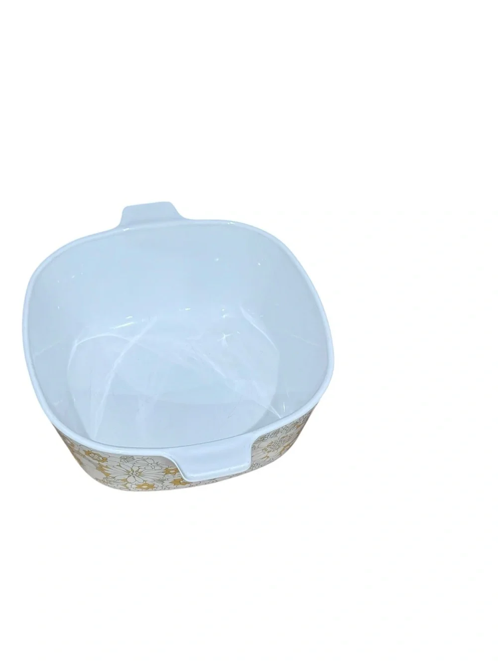 Vintage Corningware White Ceramic Casserole with Navy Marking